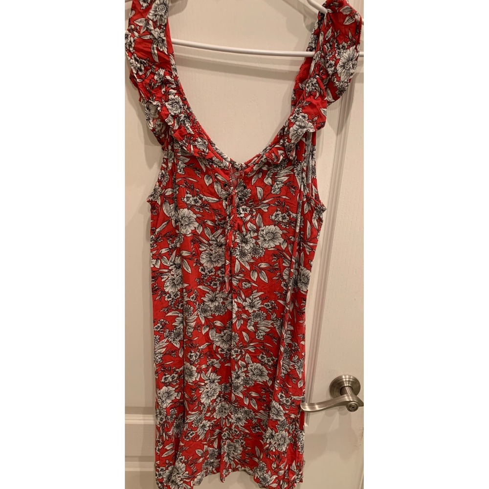 American Eagle Outfitters Red‎ Floral Short Sundress Sz M - Picture 2 of 4